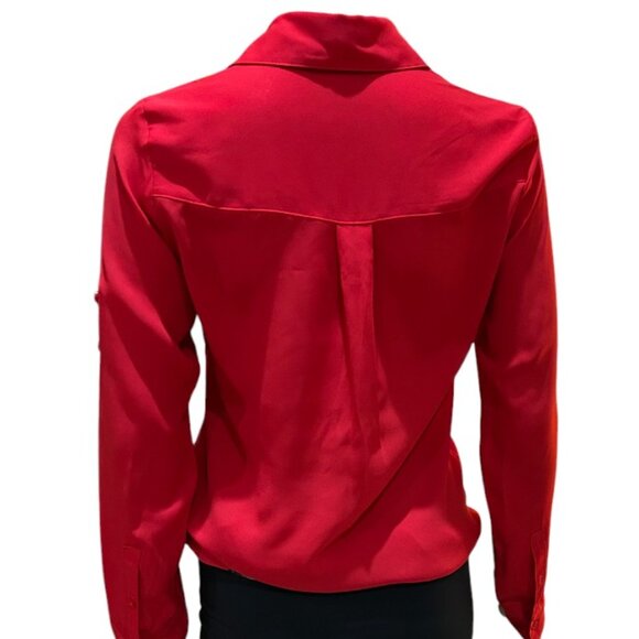🛍️BLACK FRIDAY🛍 EXPRESS Women's Long Sleeve Button Down Red Portfolio Shirt XS - Picture 2 of 4
